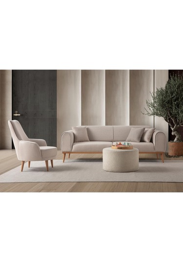 Rebull 3+3+1 Koltuk Takımı Sütlü Kahve