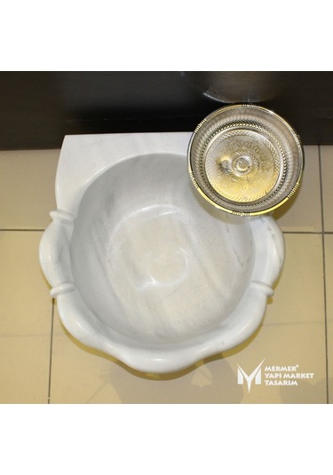 Afyon Beyaz Özel Dizayn Yuvarlak Kurna