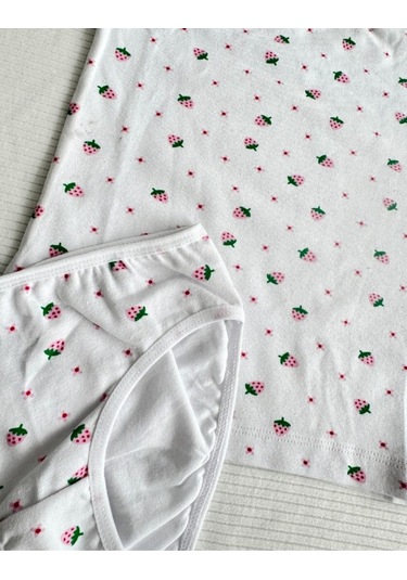 Alya Underwear Kız Çocuk Baskılı Ip Askılı Atlet Ve Slip Takımı Çilek Baskılı