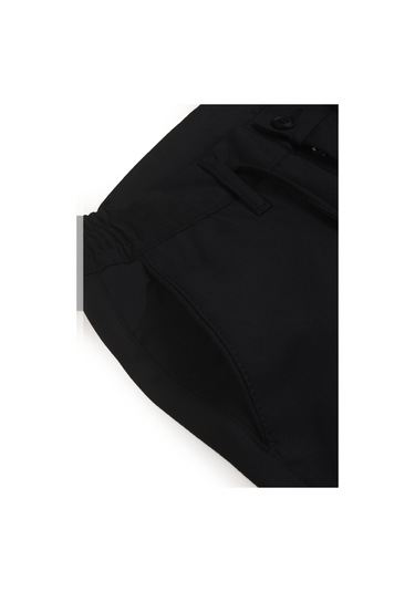 Deepsea Siyah Esnek Kumaş Slim Fit Beli Lastikli Günlük Spor Pantolon 2601070 Siyah