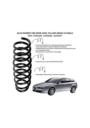 2 Adet Standart Yay St101012r Alfa Romeo 159 2006-2011 Arka Helezon Yay Takımı