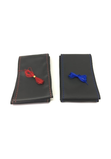 Dikmeli Direksiyon Kılıfı Mavi Siyah Kırmızı Dikiş Seçeneği