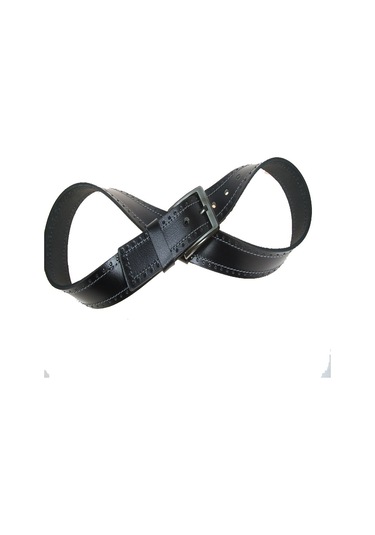 Hakiki Deri Erkek Spor Nakışlı Kot Kemeri 4,5 Cm Siyah