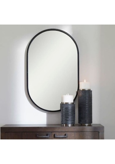 Çerçeveli Ayna, Duvar Aynası, Masa Aynası, Minyatür 40x25 Cm 25 X 40 Siyah