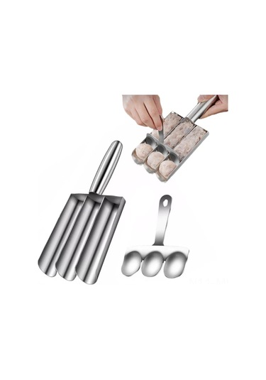 Moveevo 304 Paslanmaz Çelik El Tipi Toplayıcı, 3 Satırlı Köfte/risotto Topu Kalıbı, Kolay Temizlenir, Ellerini Kirletmeden Hızlı Şekillendirici Diğer