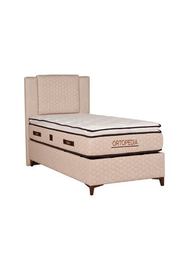 Kilim Mobilya Ortopedia Set ( Sandıklı Baza + Başlık + Yatak ) 100x200 Krem