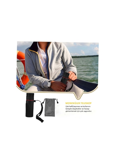 Hymark 100x25 Zoomlu Yüksek Çözünürlüklü Tek Gözlü Monoküler Dürbün Siyah