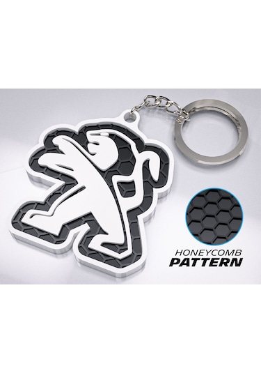 Markanıza Özel Petek Desenli Peugeot Logolu 3d Anahtarlık