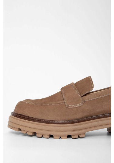 Tamer Tanca Kadın Hakiki Deri Vizon Nubuk Loafer Ayakkabı 33 7501 Bn Ayk Sk23/24 Vızon Nbk Vizon