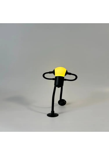 Konesam Usb Şarjlı Led Kişi Figürlü Gece Lambası - Yumuşak Sarı Işık, Çocuk Odası, Yatak Odası, Konforlu Atmosfer Siyah