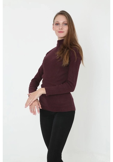 Kadın Tam Boğazlı Fitilli Likrali Koşkorse Badi - Bordo