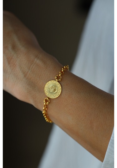 Yenigün Kuyumculuk 14 Ayar Altın Doch Zincirde 22 Ayar Çeyrek Altınlı Bileklik