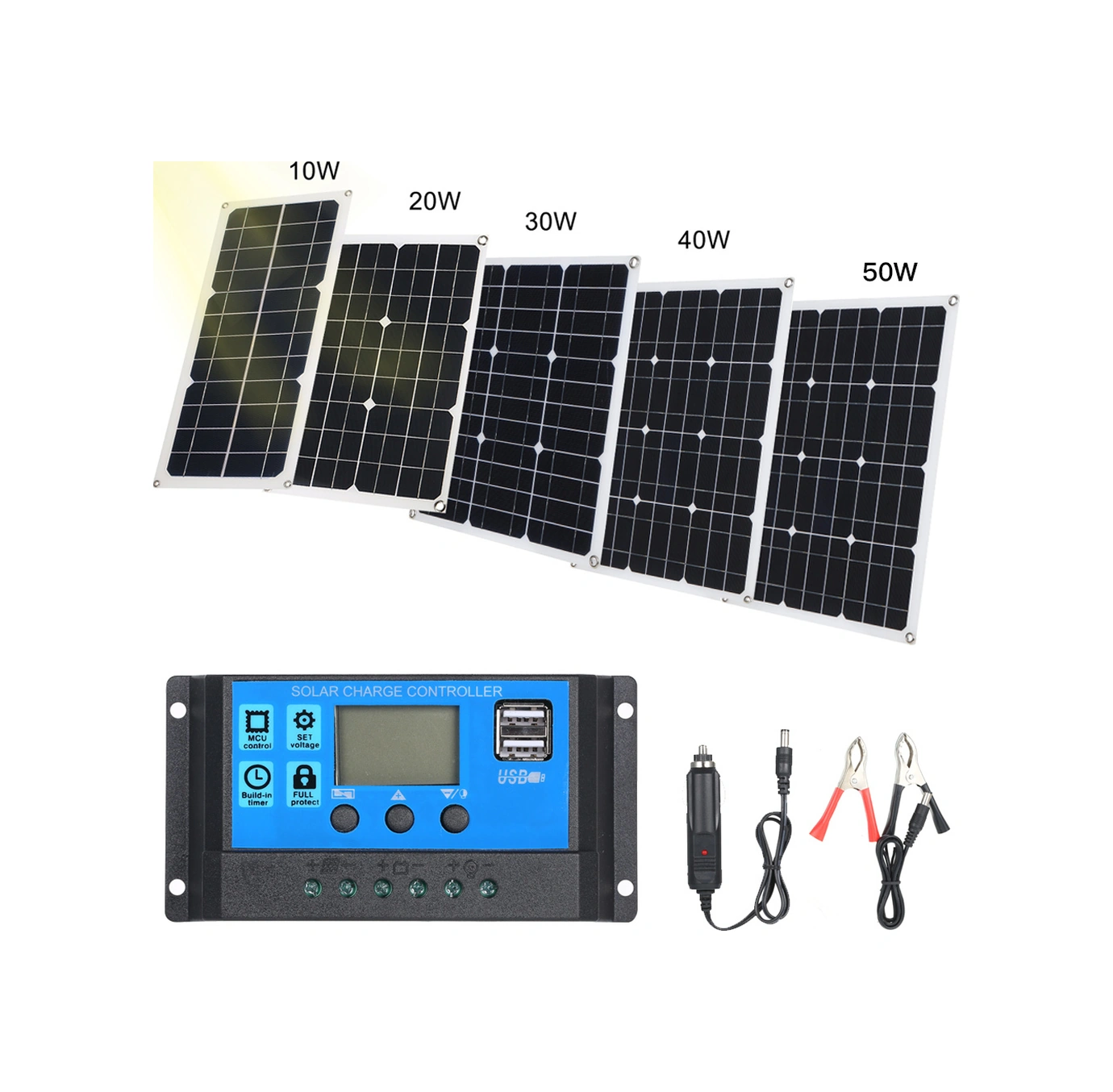 Youmex 50a 12v/24v Otomatik Uyumlu Güneş Enerji Kontrolörü, 5v 2.5a Usb Çıkışı, Mavi Abs Akü Şarj Cihazı