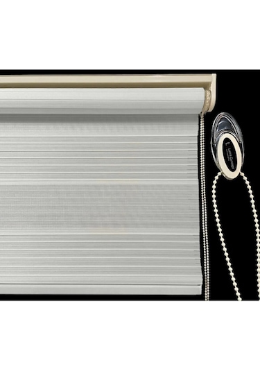 Plisei Zebra Perde Ekru Alüminyum Kasa Ekru