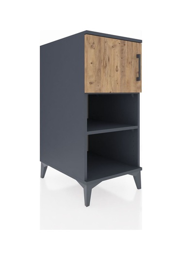 Kronos Komodin 2 Raflı Tek Kapaklı 44x59x96 Antrasit-çam Antrasit