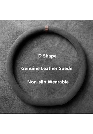 Novahub Kırmızı İnek Derisi Direksiyon Kapakları, 37-38cm, Süet Kılıf, Nefes Alabilir, D Shape, Araba Aksesuarları Kırmızı