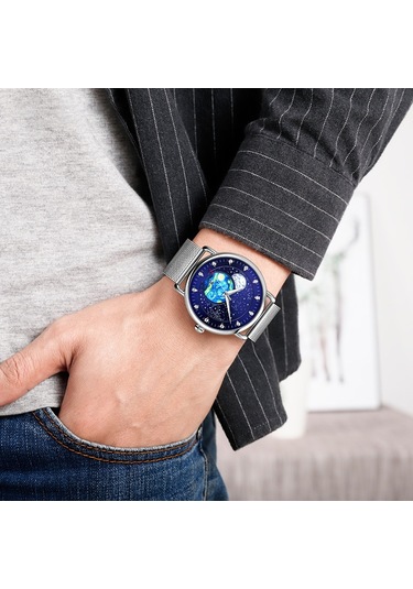 Sones Olevs 5622 Erkek Çizgi Roman Tarzı Çok İşlevli Işıklı Kuvars Saat Beyaz