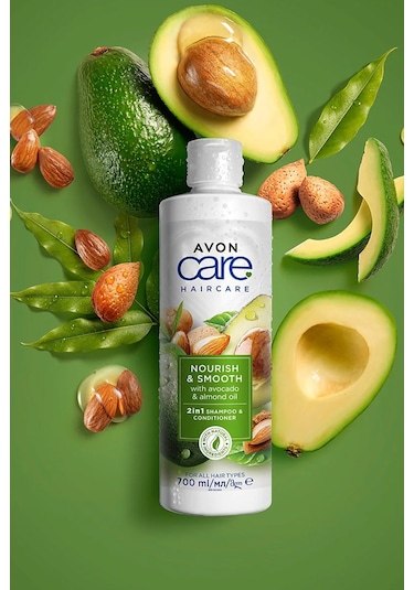 Avon Care Avakado Ve Badem Yağı İçeren Şampuan Ve Saç Bakım Kremi 700 Ml. İkili Set