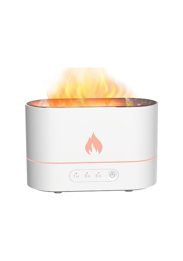 Vkemall Hava Nemlendirici 250ml Simülasyon Alev Sisli Nemlendirici Alev Gece Lambası Sessiz Aromaterapi Di