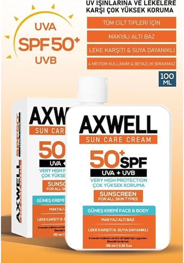 Axwell Leke Karşıtı Güneş Kremi SPF50+ 100 ML