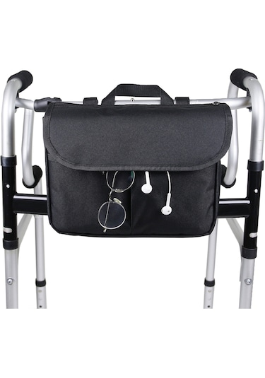 Tekerlekli Sandalye Çantası Yürüteç Organizatör Çantası Siyah Siyah