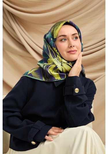 Silk Home Twill İpek Eşarp 11480-81 Morcivert, Butter Yellow, Asit