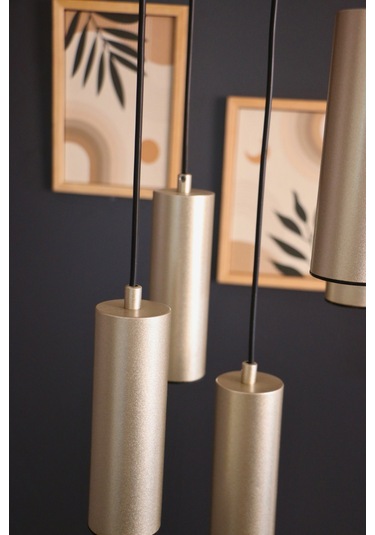 Bella Avize Modern Metal 5 Li Sarı-siyah Gövde Ampüllü Tasar... SARI