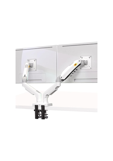 Triline Nb F160 Beyaz 17-27" Çift Kol Monitör Tutucu 2-9 Kg Amostisörlü Vesa Monitör Standı