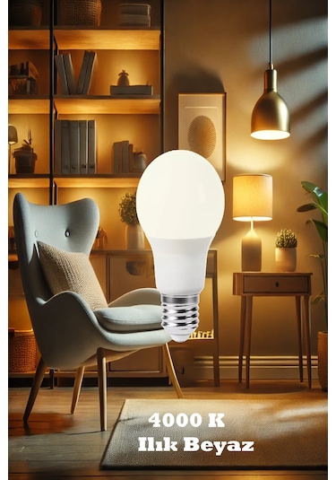 4000 K E 27 Led Ampul Ilık Beyaz 9 W Yüksek Kalite Göz Yormayan Ampul