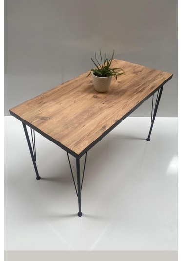 Demo Tanraf Atlantik Çam Mutfak Masası 120X70 Cm Ebat Metal Ayaklı