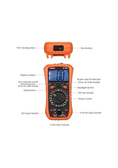 Agoodshop El Tipi True Rms 2000 Sayım Dijital Multimetre Arka Işıklı