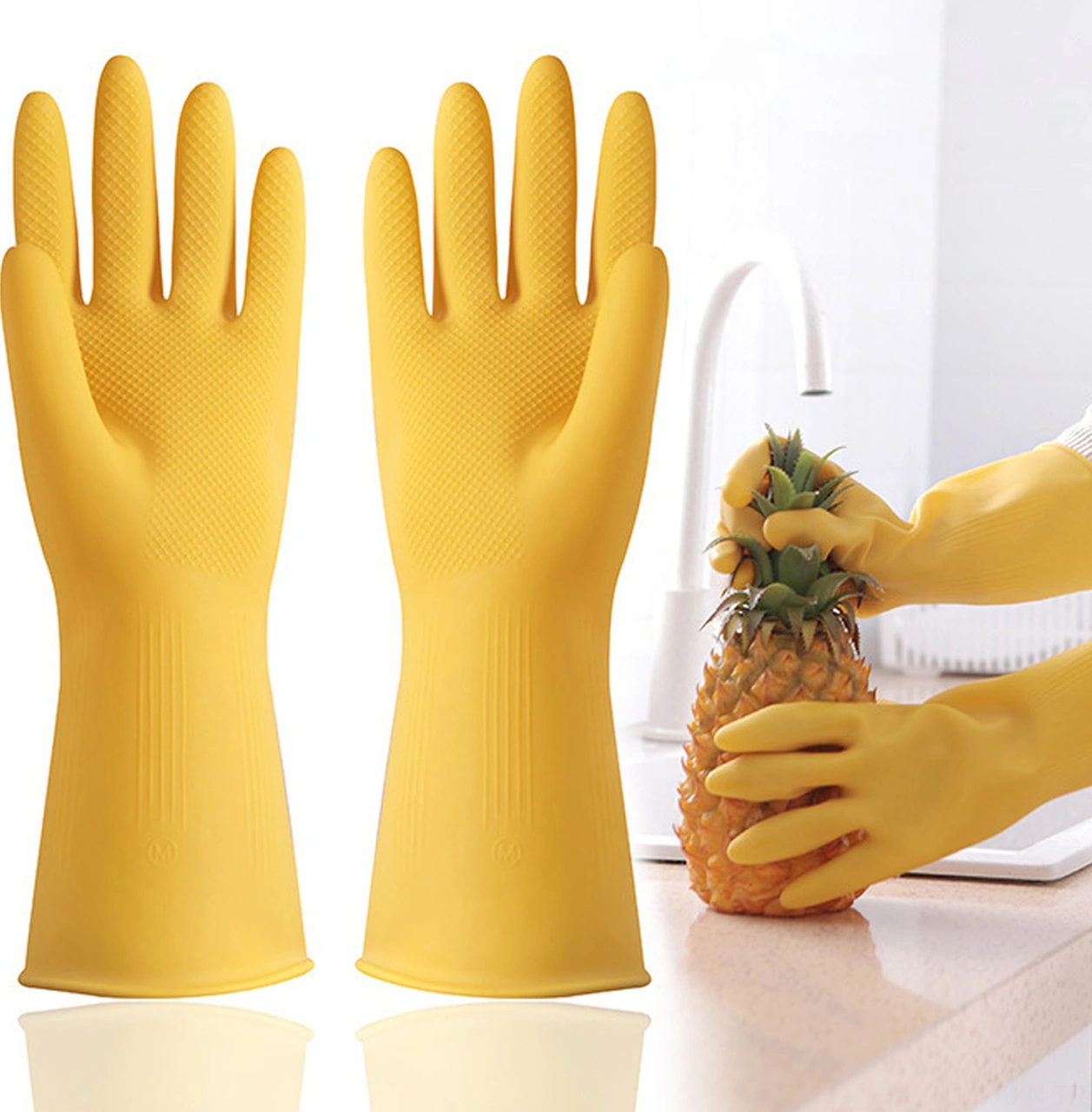 Kosona Ev Temizliği Eldiveni İnce Tipte Dayanıklı Su Geçirmez Kaymazlastırılmış Oxford Lateks L