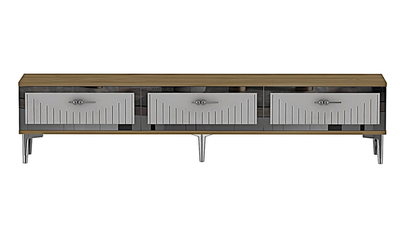 Tsa1802dbs - Tuna Tv Stand, Tv Sehpası Safirmeşe-beyaz-sılver 180cm Beyaz