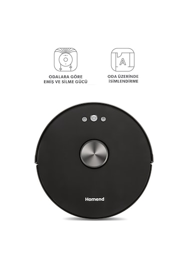 Homend Alex Laser Pro 1283H Moplu Ve Haritalamalı Akıllı Robot Süpürge Siyah