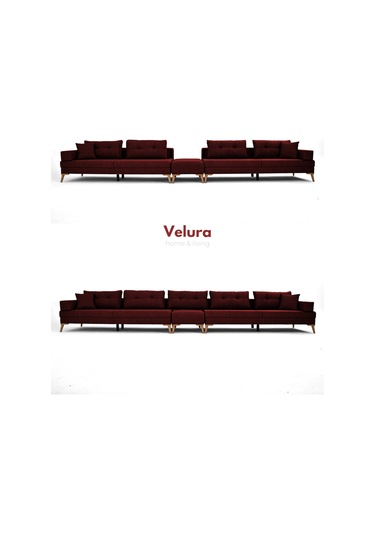 Zeri 3+3+3 Yataklı Puzzle Modüler U Köşe Koltuk Takımı & Puflu Köşe Takımı - Kırmızı 172 Kırmızı