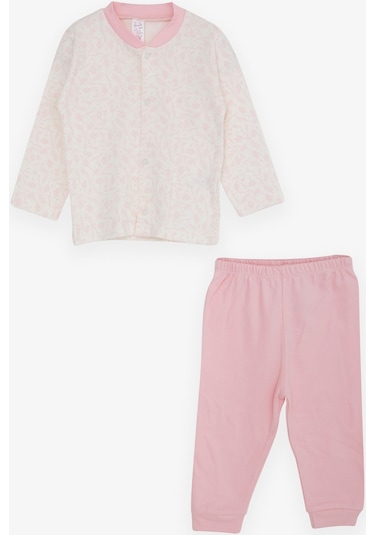 Breeze Kız Bebek Pijama Takımı Yaprak Desenli 4 Ay-1 Yaş, Ekru-ekru Ekru