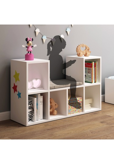 Flymobılya Linaza Montessori Minderli Kitaplık