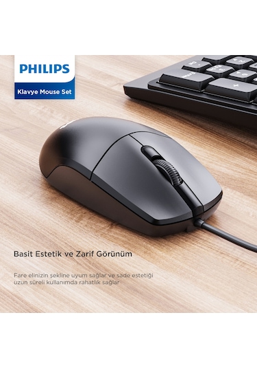 Philips Spt6247 Kablolu Türkçe Q Klavye Ve Mouse Seti Siyah