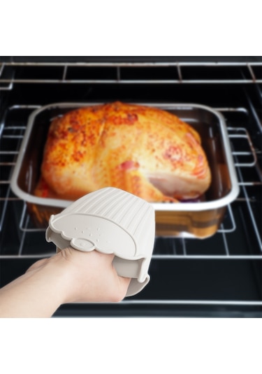 Porsima 3260 Silikon Fırın Eldiven -yanmaz Tepsi Tutacak Krem