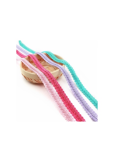 Wg000312 Polyester İpek Kırkayak Şekli Dantel Kemer Dıy Giyim Aksesuarları, Uzunluk: 25m, Genişlik: 1.2cm Pembe