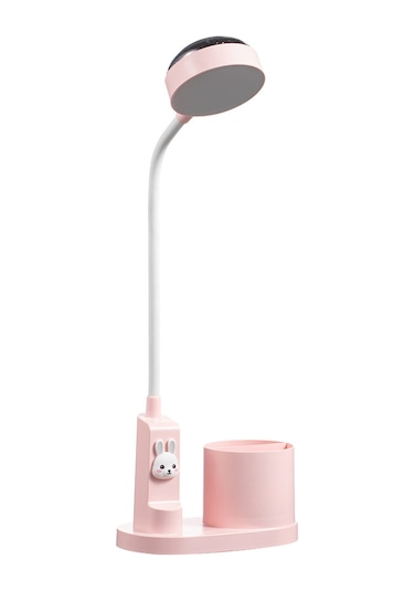 Hfambition Çalışma Masası İçin Renkli Projeksiyonlu Masa Lambası Ve Kalemlik Kombinasyonu - Pembe