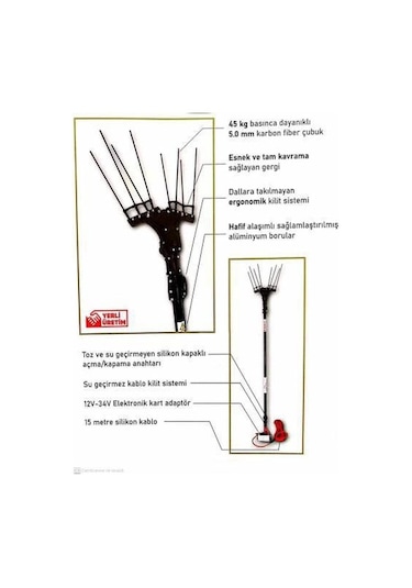 Elia Sensörlü Ve Devir Ayarlı Zeytin Hasat Makinası 36V Taraklı