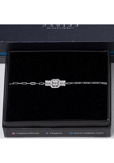 Baget Zirkon Taşlı 925 Ayar Gümüş İthal Kadın Bileklik