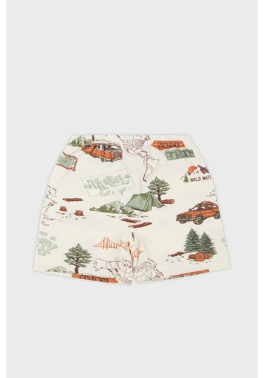 Lela Desenli Streç Pamuklu Bisiklet Yaka Atlet Boxer 2'Li Iç Giyim Erkek Çocuk Takım 6651010 Ekru-Yeşil