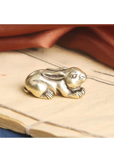 Homyl Mini Pirinç Tavşan Heykel Hatıra Masa Dekorasyon 1 3,4cmx1,6cm