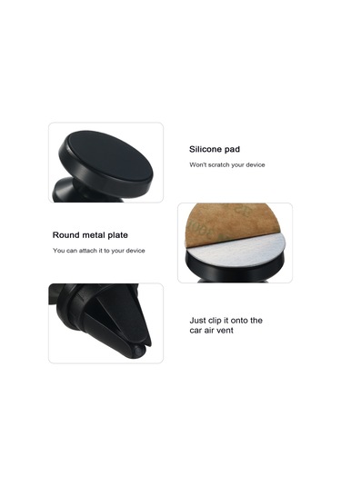 Geeksen Aracın Havalandırma Deliklerine Uyumlu Manyetik Telefon Tutucu - 360 Derece Döner, Metal Manyetik Yama Dahil, Gümüş Renk GÜMÜŞ