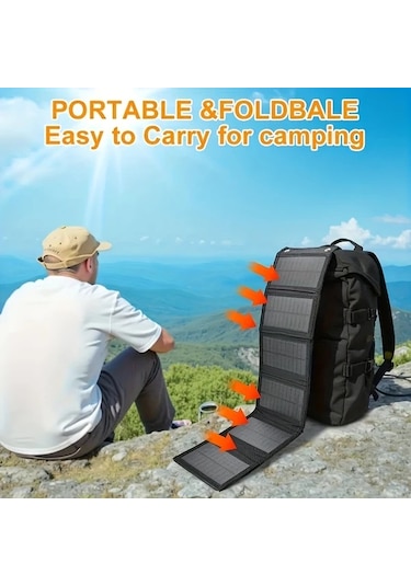Elmpaly Usb-c Güneş Paneli 6 Katlanır Taşınabilir Şarj Cihazı Tablet Laptop Kamp