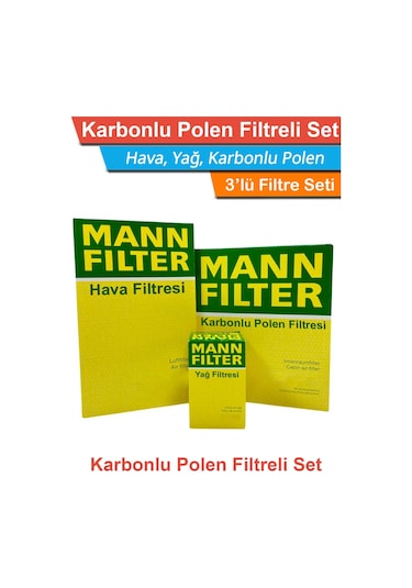 Mercedes C230 Kompressor W203 Mann Filtre Bakım Seti 2003-2005 Hava+yağ+karbonlu Polen