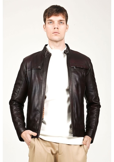 Dericlub Ahmet Gerçek Deri Erkek Mont-Bordo