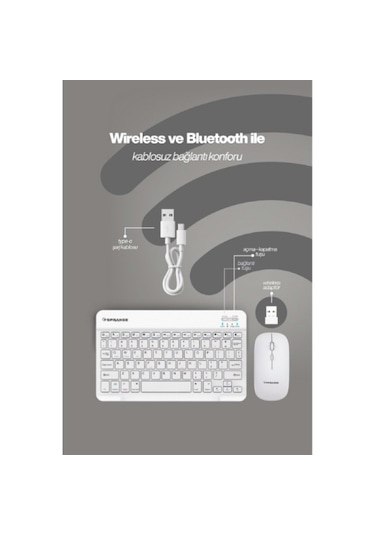 Beyaz Kablosuz Wireless Klavye Ve Mouse Seti Optik